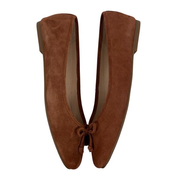 Cole Haan Yara Bow Soft Ballet Flats Dark Cuoio Suede Brown Size 7.5B - Picture 8 of 13